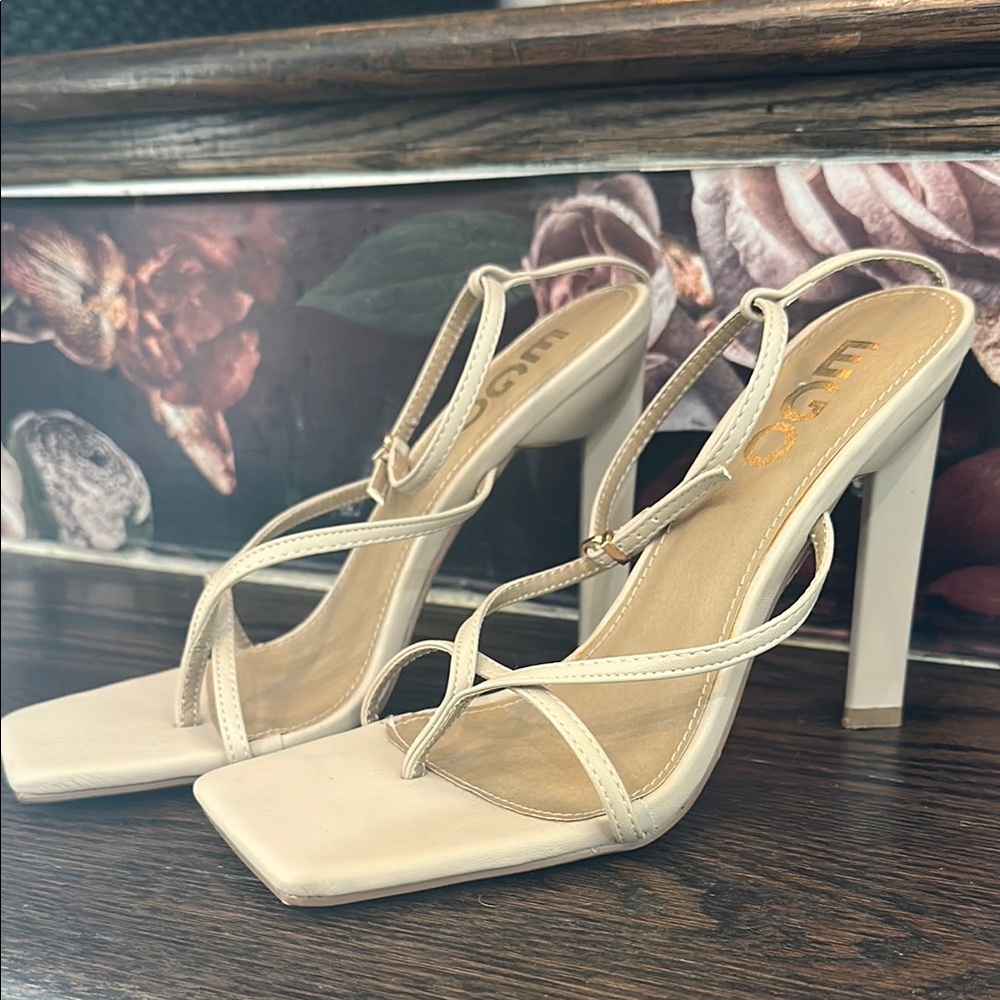 EGO Cream Strappy Heels